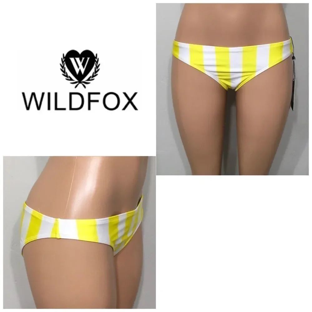 WILDFOX yellow and white stripe bikini bottoms.NWT